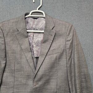 Nautica Mens Grey Textured Two Button Sport Blazer 42R Map Lining Patch Pocket